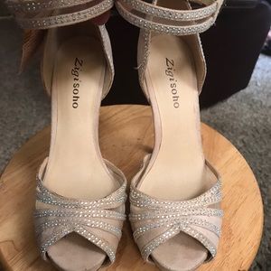 Cream heels with crystals